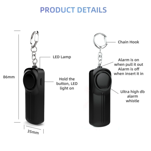 Self Defence Personal Alarm Keychain with LED Light